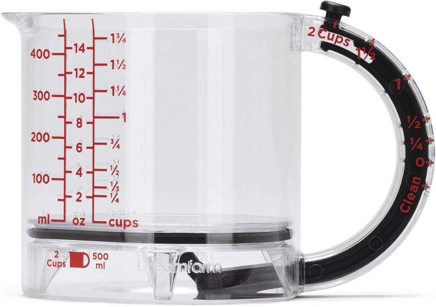 Upcup All-in-1 Adjustable Measuring Cup, Metric & Imperial Measurements up to 1 Cup - Black/Clear | Measures dry and liquid ingredients and scrapes itself clean, easy-to-read metric and imperial measurements, microwave safe