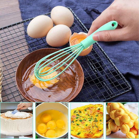 5 Pcs Silicone Mini Whisk,Stainless Steel Dough Small Whisk | Non Stick Hand Tiny Balloon Wire Whisk, Milk Egg Frother for Blending, Whisking, Beating, Stirring, Baking