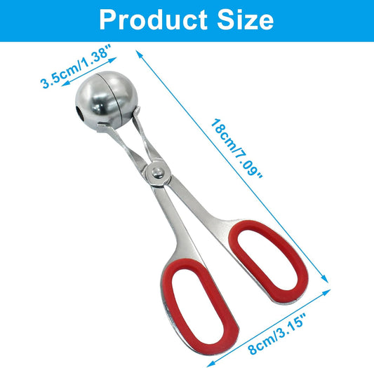 1.38" Meatball Maker, Red | None-stick Meatball Scoop Ball Maker, Stainless Steel Meat Baller Tongs, Cake Pop, Cookie Dough Scoop for Kitchen