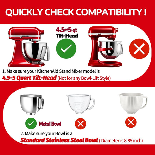 Pouring Shield for KitchenAid Tilt Head 4.5-5 QT Stainless Steel Bowls