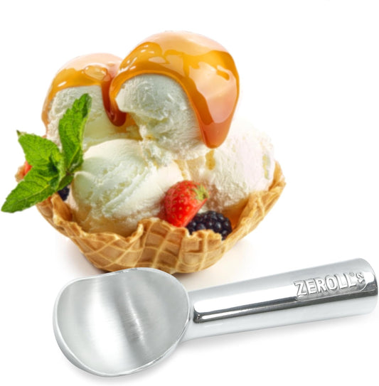 #12 3 oz. Blue End Cap Aluminum Zerolon Ice Cream Scoop