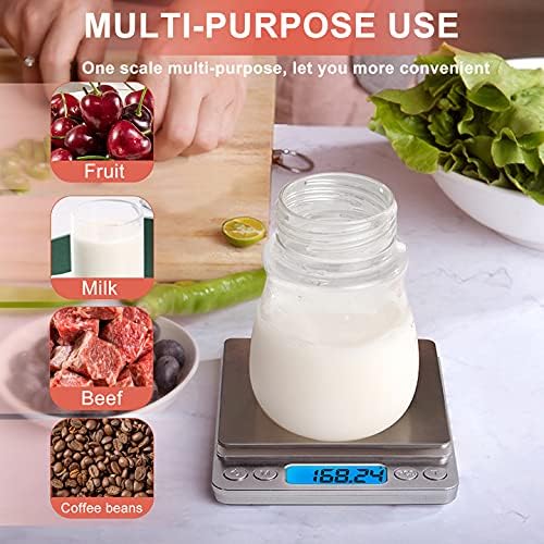 Gram Scale Small Digital Food Scale, 500g by 0.01Gram/0.001Ounce, Accurate Weighting, Multifunction Kitchen Scale for Jewelry/Baking/Soap, 9 Units, Tare Function, LCD Display, Including Battery