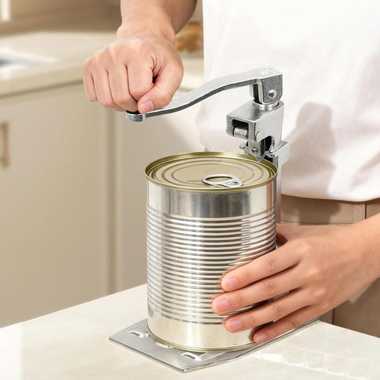 Commercial Can Opener, Manual Stainless Steel Table Can Openers, Industrial can opener for 10 cans Up to 11” Tall, Manual Can Opener with Plated Steel Base Stainless Steel Blade For Bars Hotel Kitchen