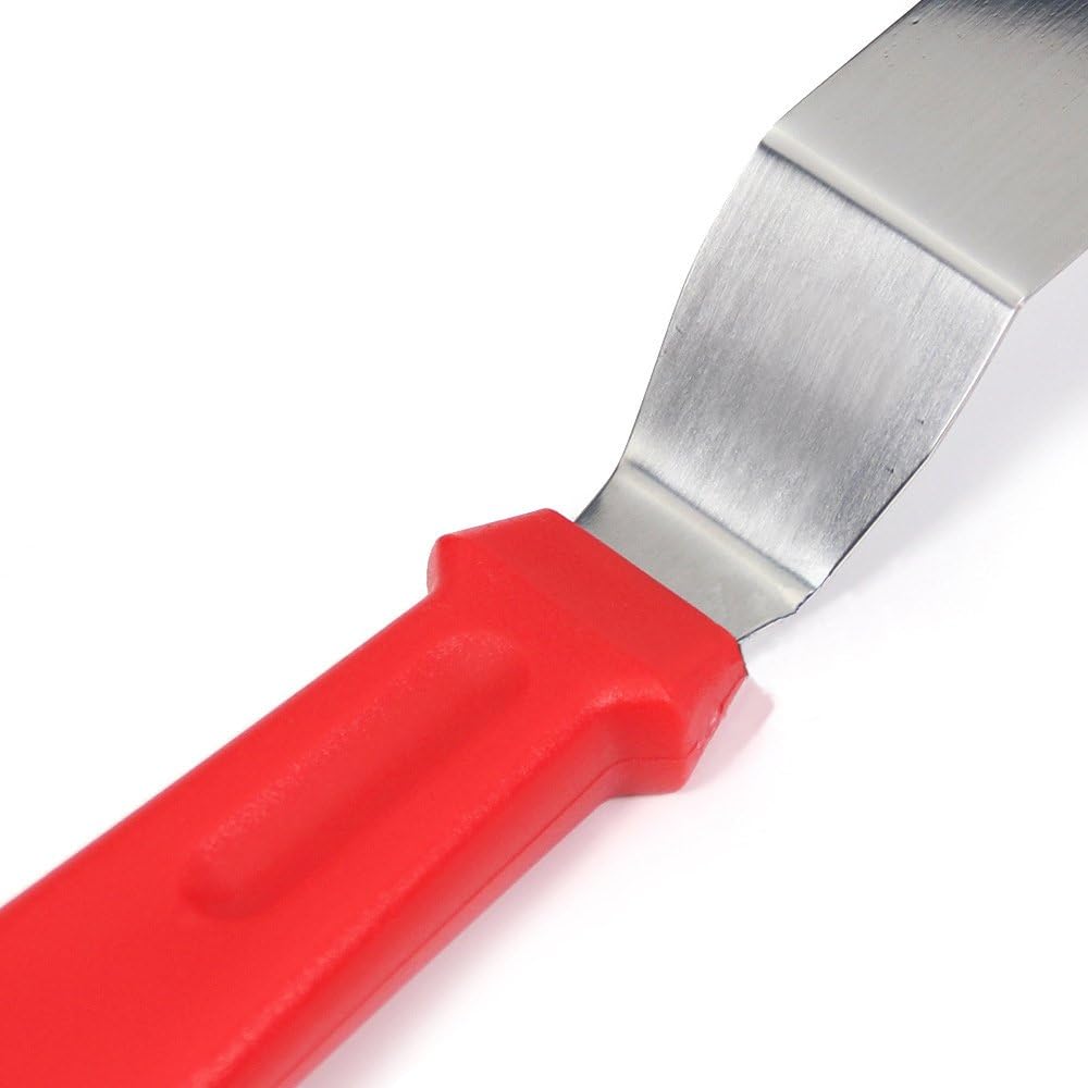 Angled Icing Spatula, Stainless Steel Offset Spatula, Cake Spatula Set of 2 Black 6, 8 inch Blade
