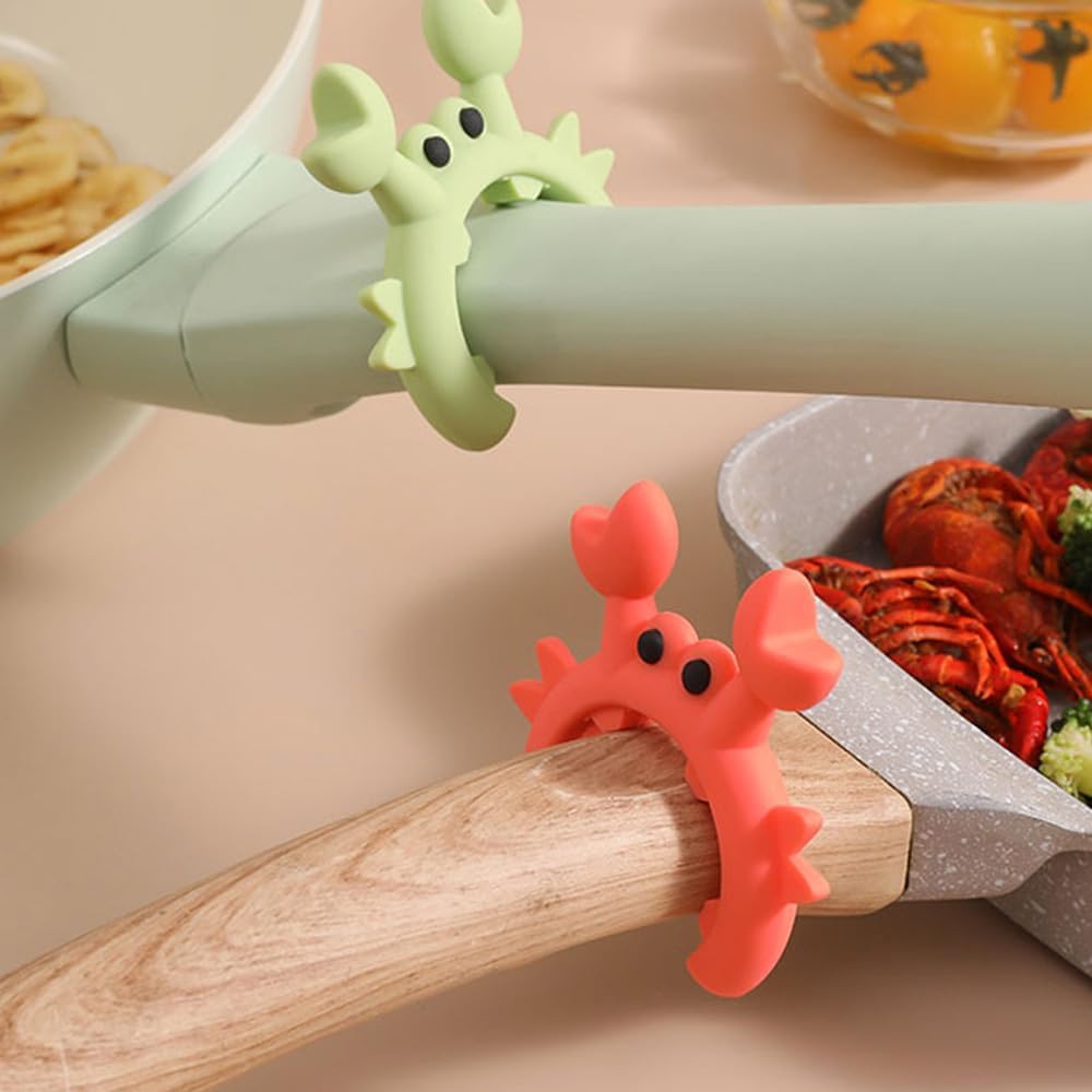 Creative Crab Shaped Spatula Rack, 4/6Pcs Crab Utensil Holder Silicone Anti Scalding Cooking Pot Clip for Kitchen Pot