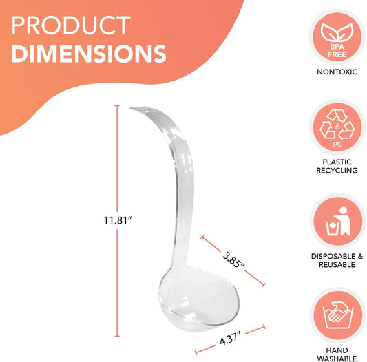 Hard Plastic 5-Ounce Punch Bowl/Serving Ladle, 1-Count, Clear