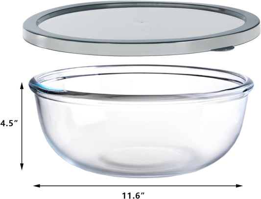 6.2QT Extra Large Glass Bowl for Sourdough Bread Making, Glass Mixing Bowl for Sourdough Bread with Lid, Baking Container for Kitchen Fridge Organization