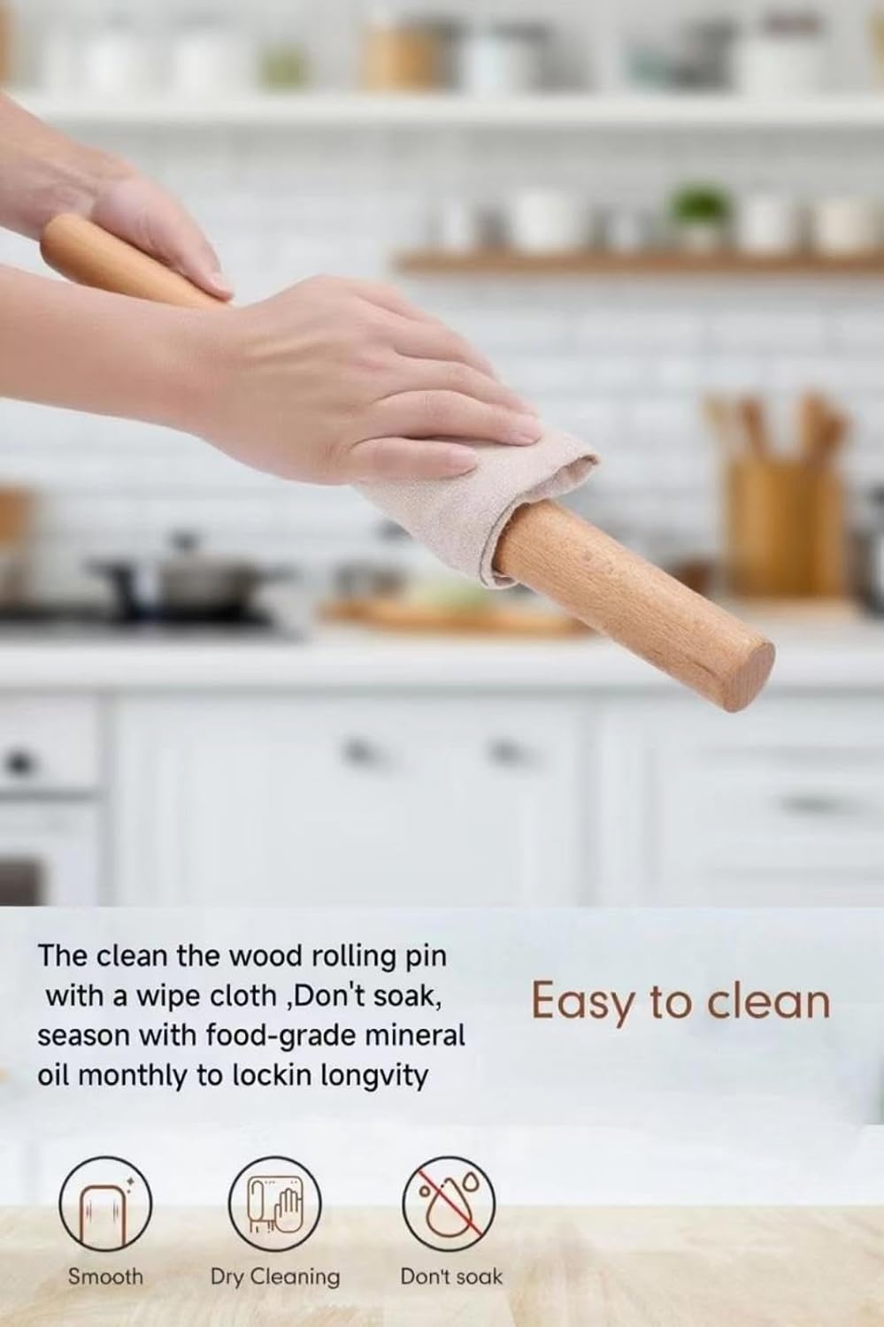 16 Inches French Wooden Rolling Pin for Baking,Dough Roller for Fondant Pie | Nutrual Wooden,Tapered Design Essential Kitchen Utensil for Cookie,Pizza Crust, Pastry, Dough,cake pop