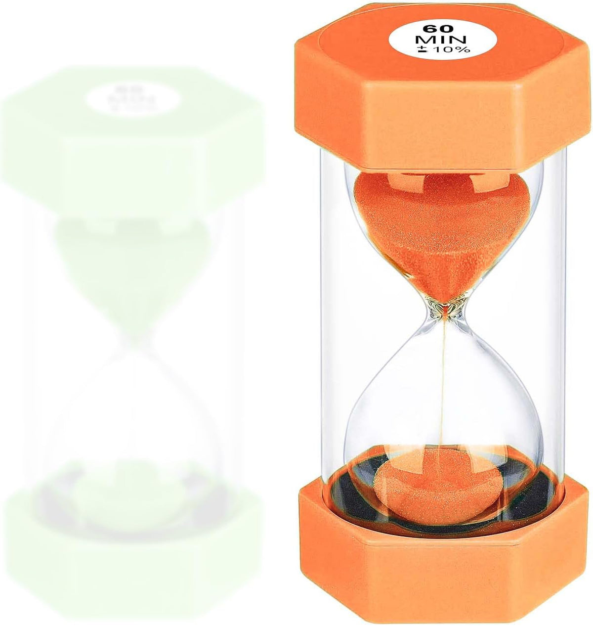 5 Minute Hourglass Sand Timer, Plastic Hexagon Hourglass Sand Clock 5 Min, Reloj De Arena 5 Minutos,Unbreakable Green Hour Glass Sandglass for Classroom Games Kitchen (Green)