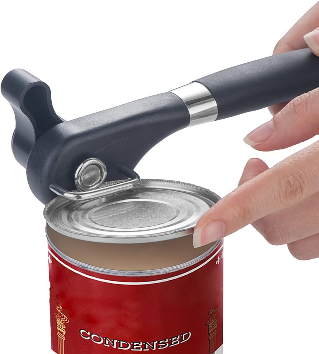 Safe Cut Can Opener for Kitchen & Restaurant - handheld, Manual, Ergonomic Smooth Edge, Food Grade Stainless Steel Cutting