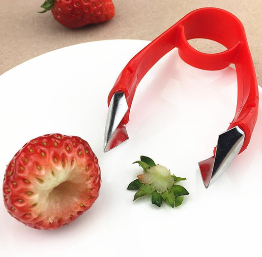 Strawberry Huller, Red, Strawberry Tomato Potato Pineapple Carrot Stem Remover, 3.8 Inch