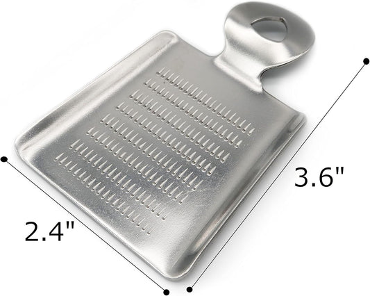 Mini Grater for Small Portion of Whole Nutmeg, Cinnamon Sticks, Fresh Turmeric, Ginger, Garlic, Wasabi, etc. Stainless Steel, Made in Japan Silver 3.6 inch x 2.4 inch x 0.3 inch 00023-110
