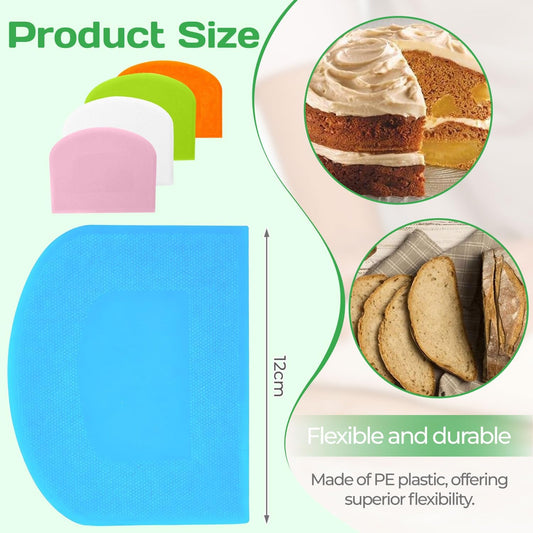 5 Pcs Dough Scraper Bench Scraper 4.65x3.66" Plastic Flexible Bowl Scraper Sharp-Edged Multi-Angle Cake Scraper Non-Slip Baking Tool Decorating Tool Shaping Tool (5Pcs Five colors)