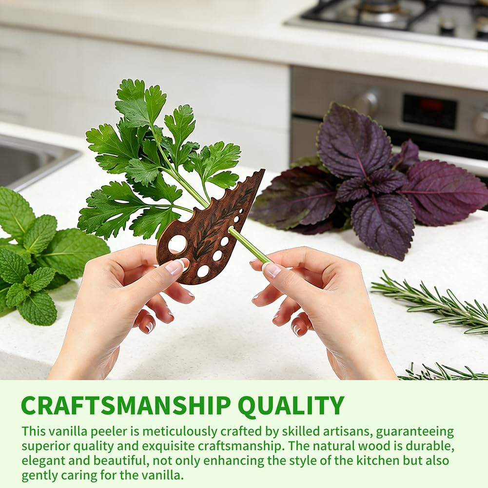 8 Hole Wooden Herb Stripper, Vegetable Leaf Separator, Herb Stem Stripper Chopper Tool Supplies with Storage Case, Quick Leaf Stripping Kitchen Gadget for Kale, Rosemary, and Basil
