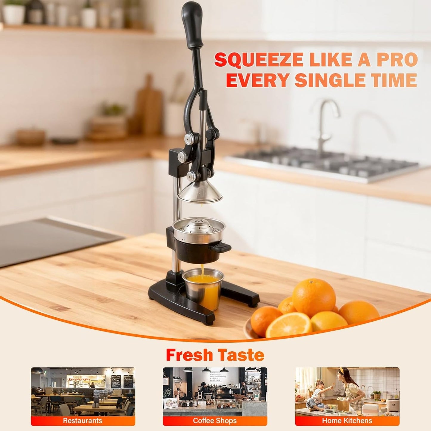 Manual Cast Iron Juicer, Commercial Lemon Squeezer, Professional Citrus Juicer, Ideal for Extracting Juice From Lemons, Oranges, and Grapefruits. Easy to Clean. (Gray)