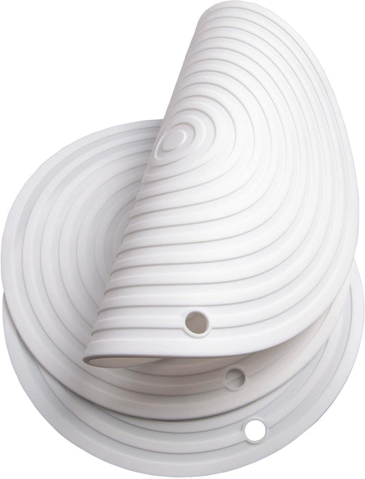 Silicone Trivets Mats for Pots and Pans, Heat Resistant Pot Holders, Flexible Hot Pads for Kitchen Table, Non Slip Mats, Dia11.81 and 9.45 Inches Big Round Microwave Mats Pack 3 White