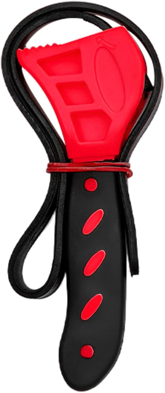 Jar Opener, Adjustable Belt Wrench Can Opener Jar Lid Opener Tool Easy Twis-t Rubber Jar Gripper Multi Can Openers for Weak Hand(red)