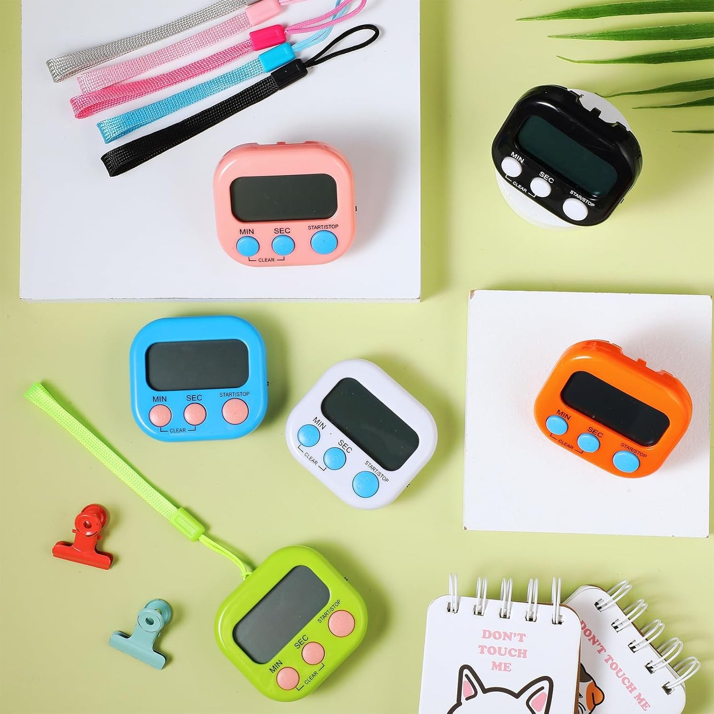 24 Pcs Small Digital Kitchen Timer Magnetic Back and Switch Minute Second Count up Countdown Big LCD Display Loud Alarm for Teacher Cooking Baking (Colorful)