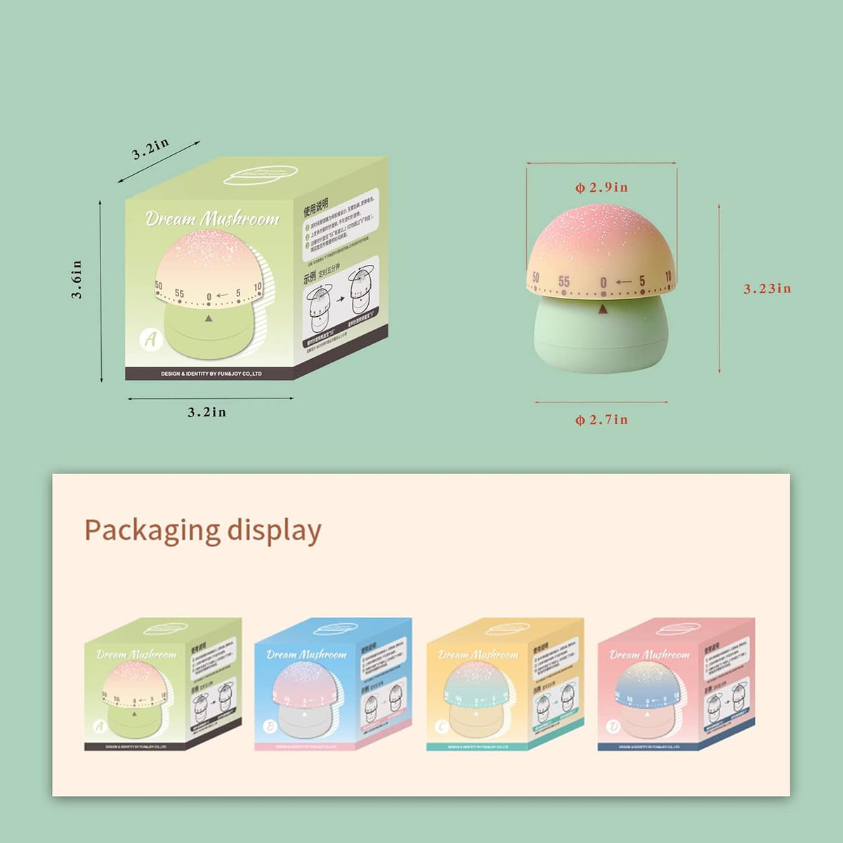 2pcs Cute Kitchen Timer for Kids,Mechanical Egg Timer for Cooking.