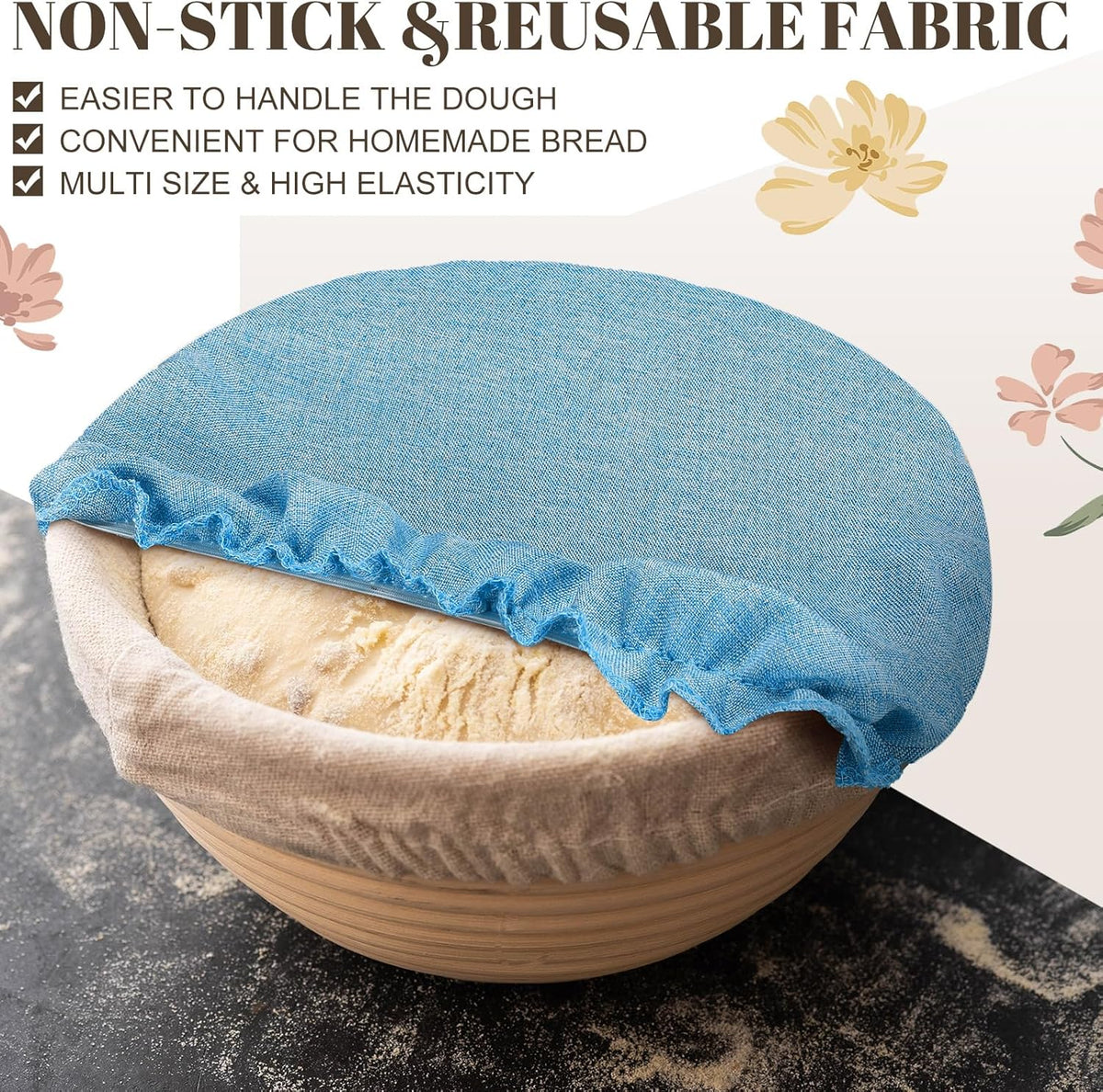 10 Pack Cloth Bowl Covers for Bread Rising - 5 Size Stretch Elastic Food Storage Container Lids - Reusable Cotton Fabric Covers for Food, Fruits, Leftovers (Stylish)