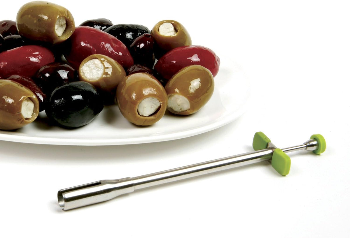 1363 Stainless Steel Olive Stuffer, with Comfort Grips, Green