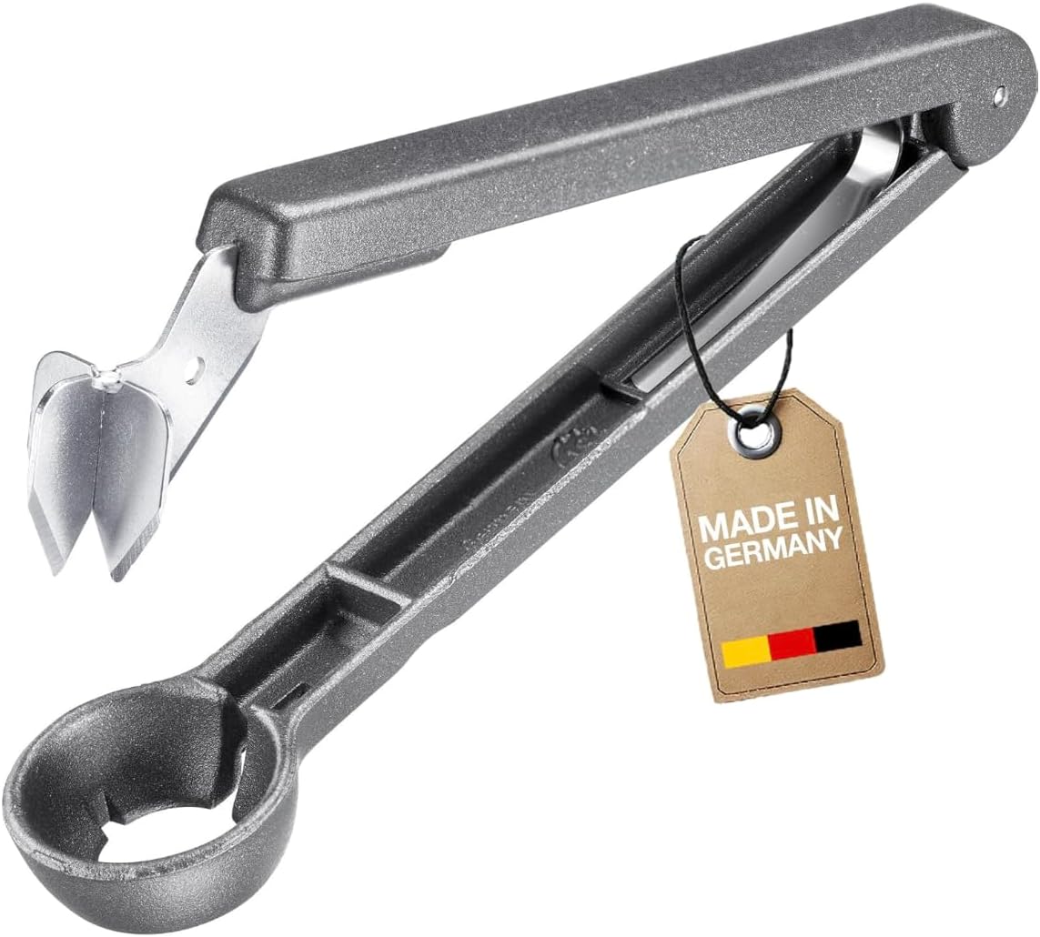 Plum Pitter "Black Edition" - For Ready To Use Pitted Plums - 16.7 cm Long, Aluminium, Food-Safe Coated, Stainless Steel Blade, Steinex, Anthracite