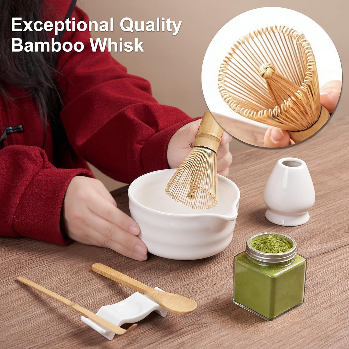 Matcha Whisk Set, 7 Pcs Matcha Kit for Matcha Tea Ceremony