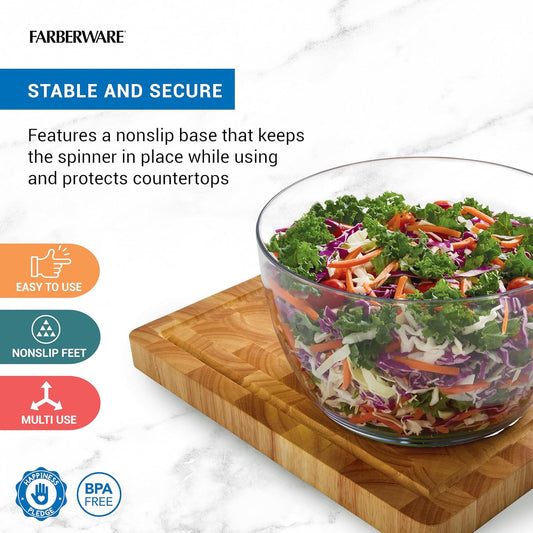 Pro Small Salad Spinner with Pump Lid, 3.16 Qt Lettuce Spinner and Fruit Washer Bowl with Colander Basket, One-Handed Operation, Nonslip Base
