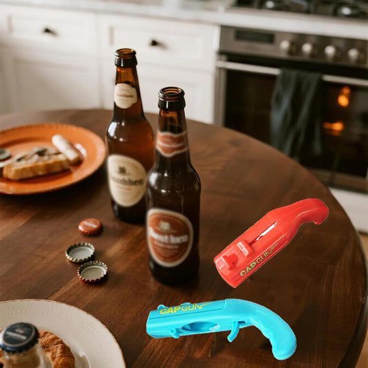 Beer Bottle Opener Gag Gifts Cap Gun Bottle Opener Fun Practical Tool For Beer Enthusiasts Suitable For Camping Festivals College Gatherings Pool Parties (1, Red-Blue-Black-Grey)