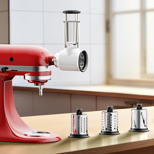 Slicer Shredder Attachment for Kitchenaid Stand Mixer | Cheese Grater Attachment, Food Slicer Salad Maker for Kitchen aid Mixer Accessories and Attachments with 3 Blades