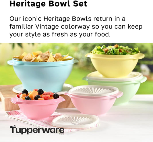 Heritage Collection, 10 Piece Food Storage Container Set in Vintage Colors, Dishwasher Safe and BPA Free (5 Bowls, 5 Lids)