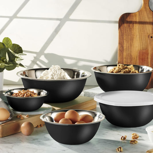 10-Piece Stainless Steel Mixing Bowl Set with Lids for Food Prep & Storage | Mixing Bowls with Lids Set - .75, 1, 1.5, 3 & 5 Quart Kitchen Bowls, Rustproof Metal Nesting Bowls, Dishwasher Safe