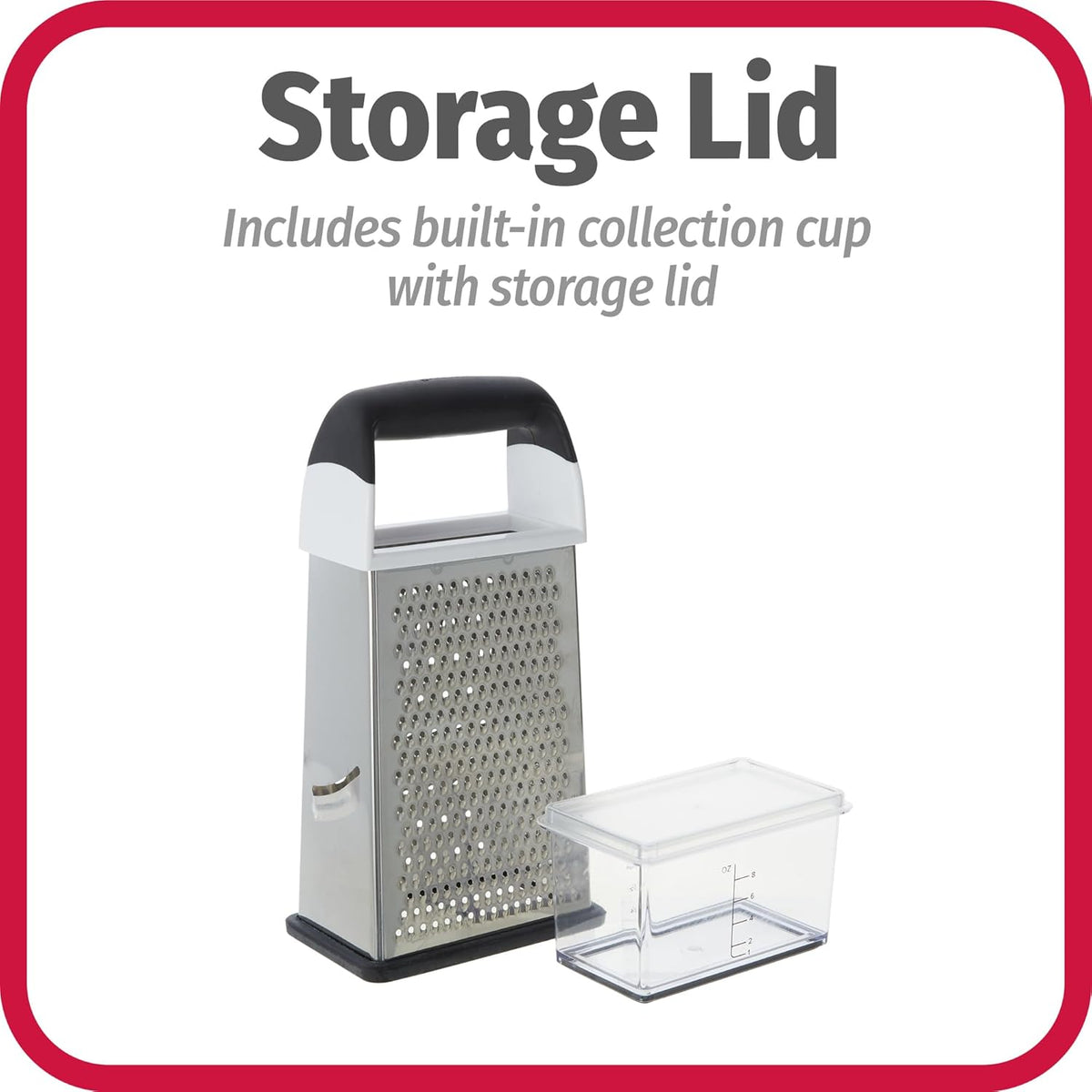 Touch 4-sided Box Grater, Stainless Steel Blades with Collection Cup Included