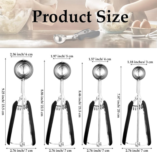4 Pcs Cookie Scoop Set Ice Cream Scooper Cookie Scoops for Baking