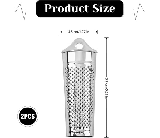 2 Pcs Ginger Grater Multifunctional Stainless Steel Garlic Grater Lemon Tool for Kitchen, Silver