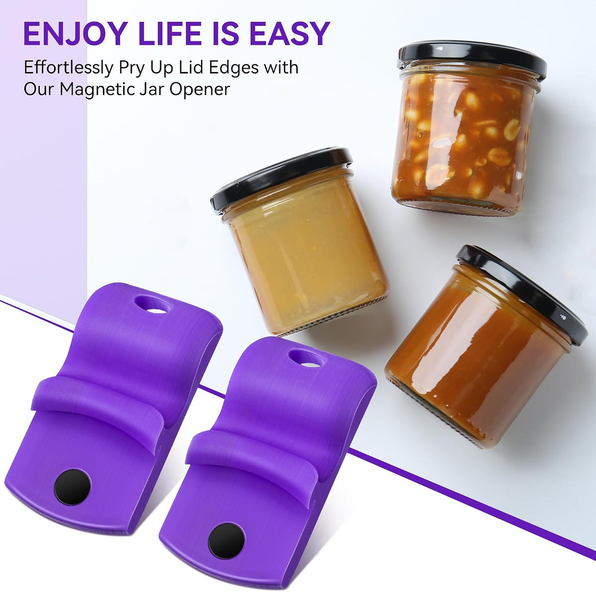 2 Pack Canning Jar Opener with Magnets, Mason Jar Opener For Canning Lids, Regular and Wide Mouth Lids, Powerful Magnet for Easy Refrigerator Storage, Releases Vacuum Seal– Patent Pending(Red)