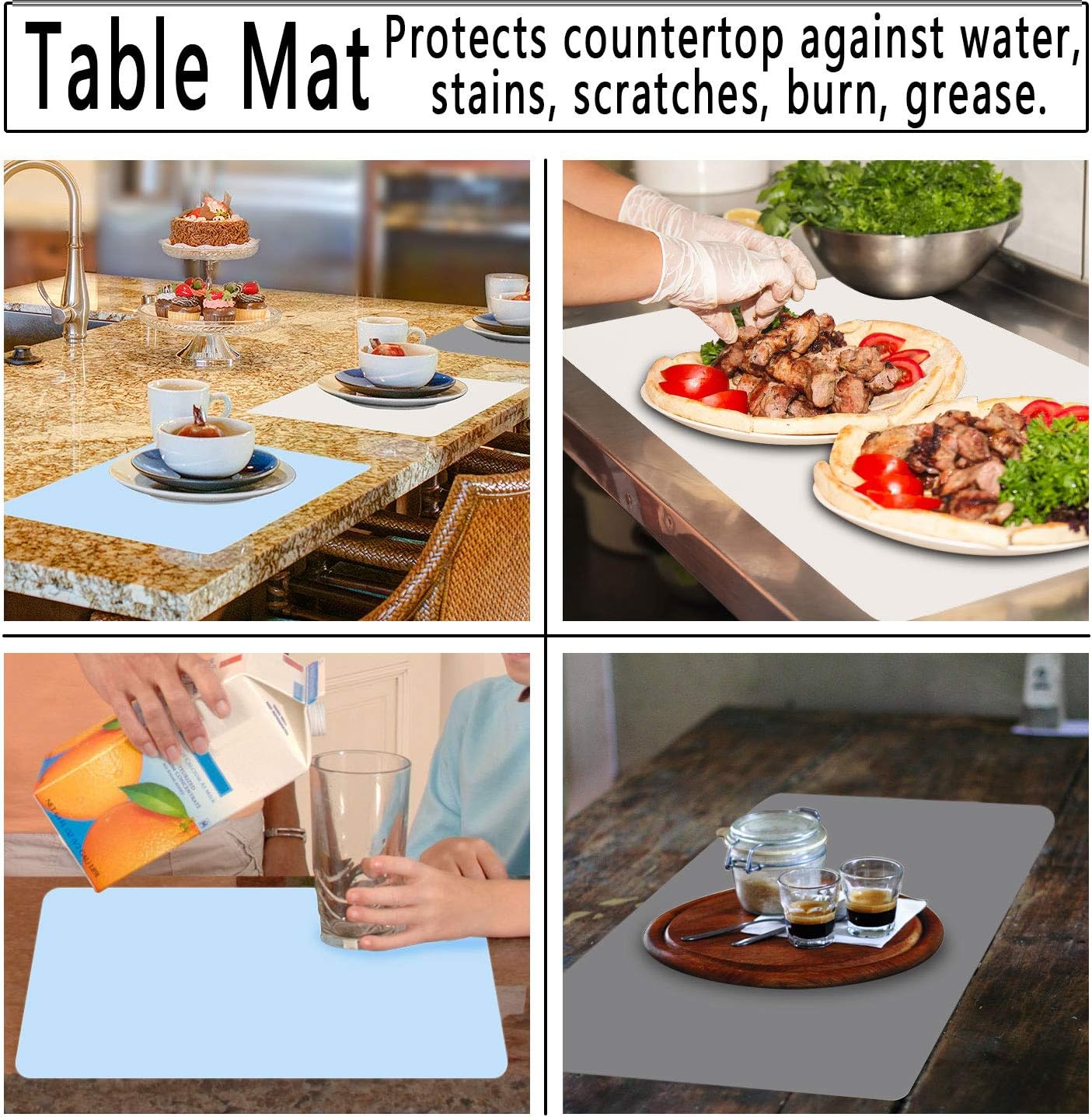 3Pack Silicone Sheet for Crafts, Resin Jewelry Casting Molds Mat, Food Grade Silicone Placemat, Multipurpose Table Protector, Nonstick Nonskid Heat-Resistant, Black&Gray&Beige (15.7x11.8inch)