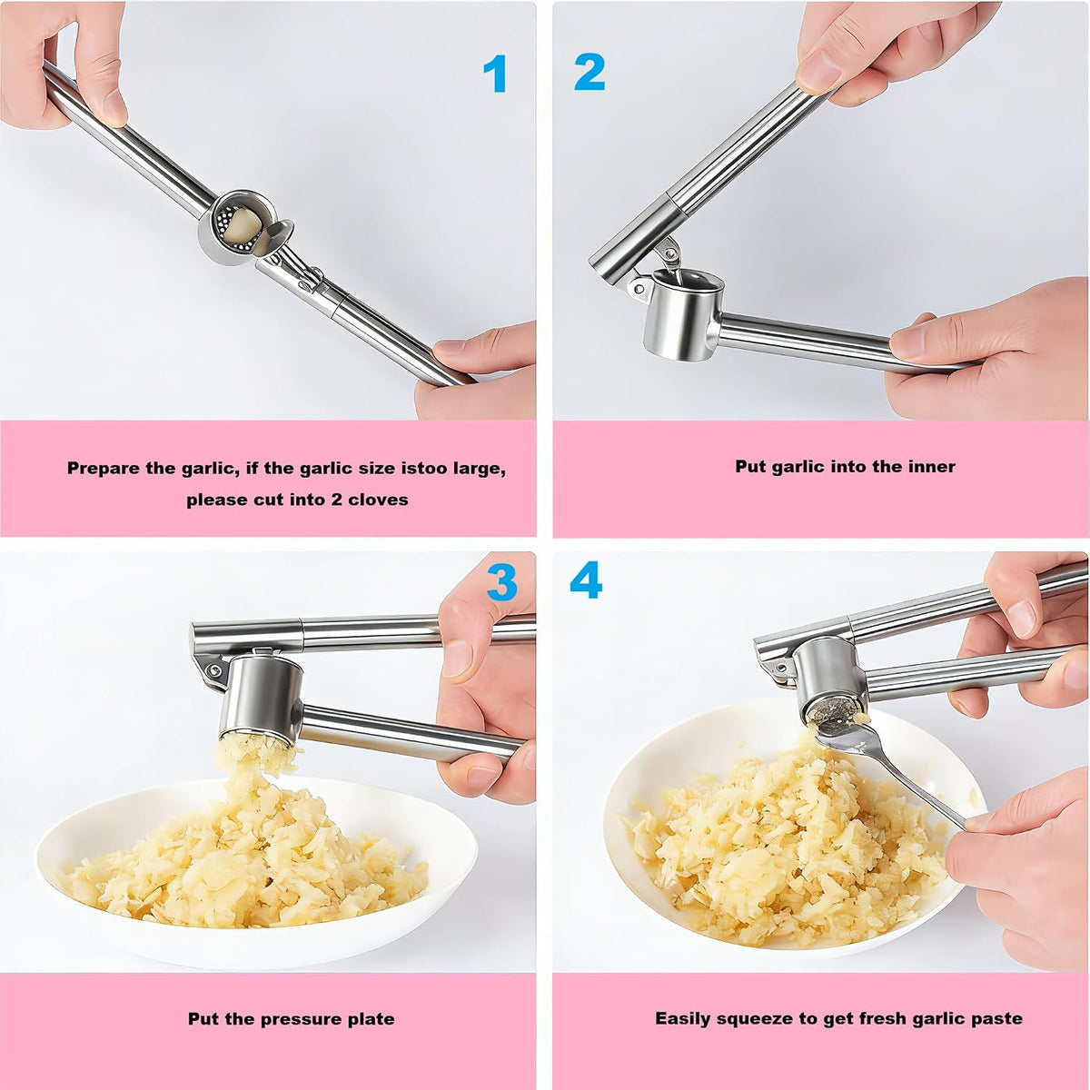 Aluminum Garlic Press with Peeler Dual Use for Garlic Nuts Ginger