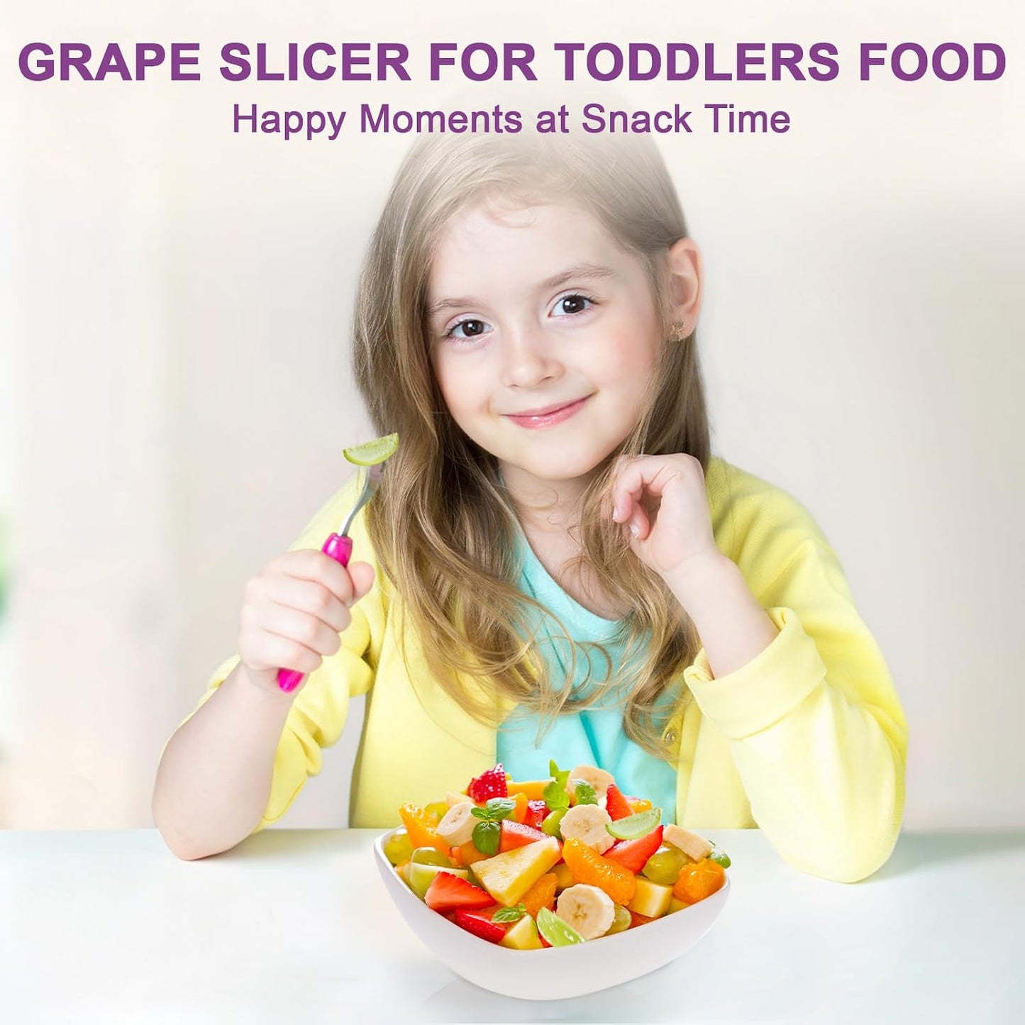 Grape Cutter for Toddlers, Grape Slicer Tool, Grape Tomato Cherry Strawberry Cutter Tools Into 4 Pieces for Vegetable Fruit Salad, Stainless Steel Quarter Grape Slicer Kitchen Gadget