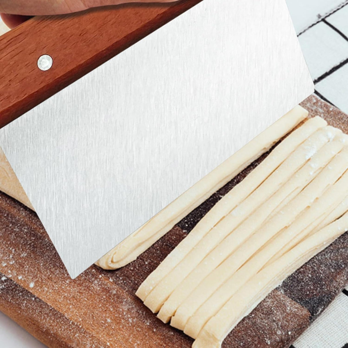Bench Scraper Stainless Steel Dough Scraper 2 Pcs Wood Handle
