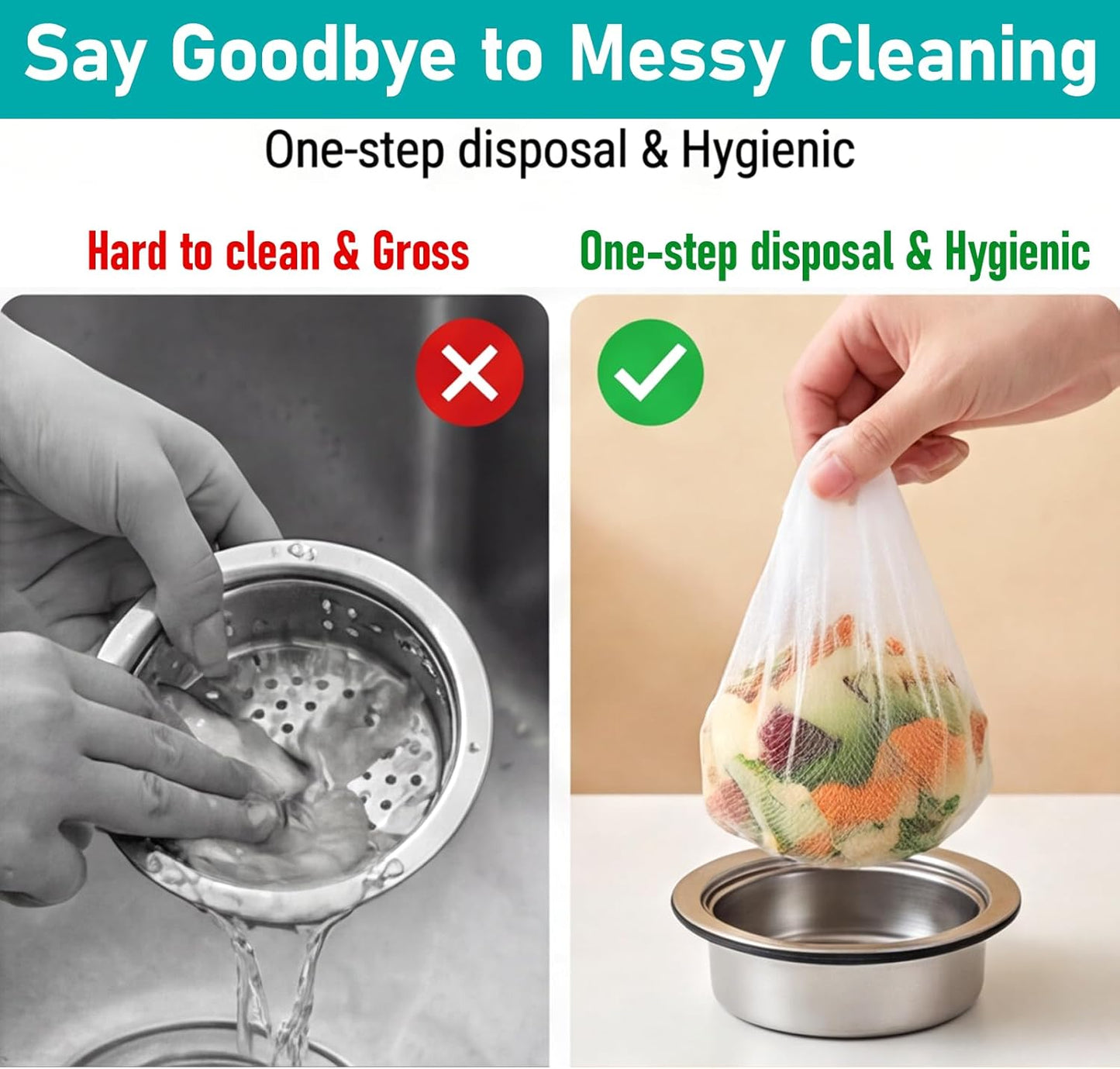 200 Pack Kitchen Sink Strainer Mesh Bag, Disposable Residue Filtering Bags, Anti-Clogging Sink Drain Covers for Sink Drain for Collecting Kitchen Food Waste Leftover Garbage, Fits Most Sink Strainers