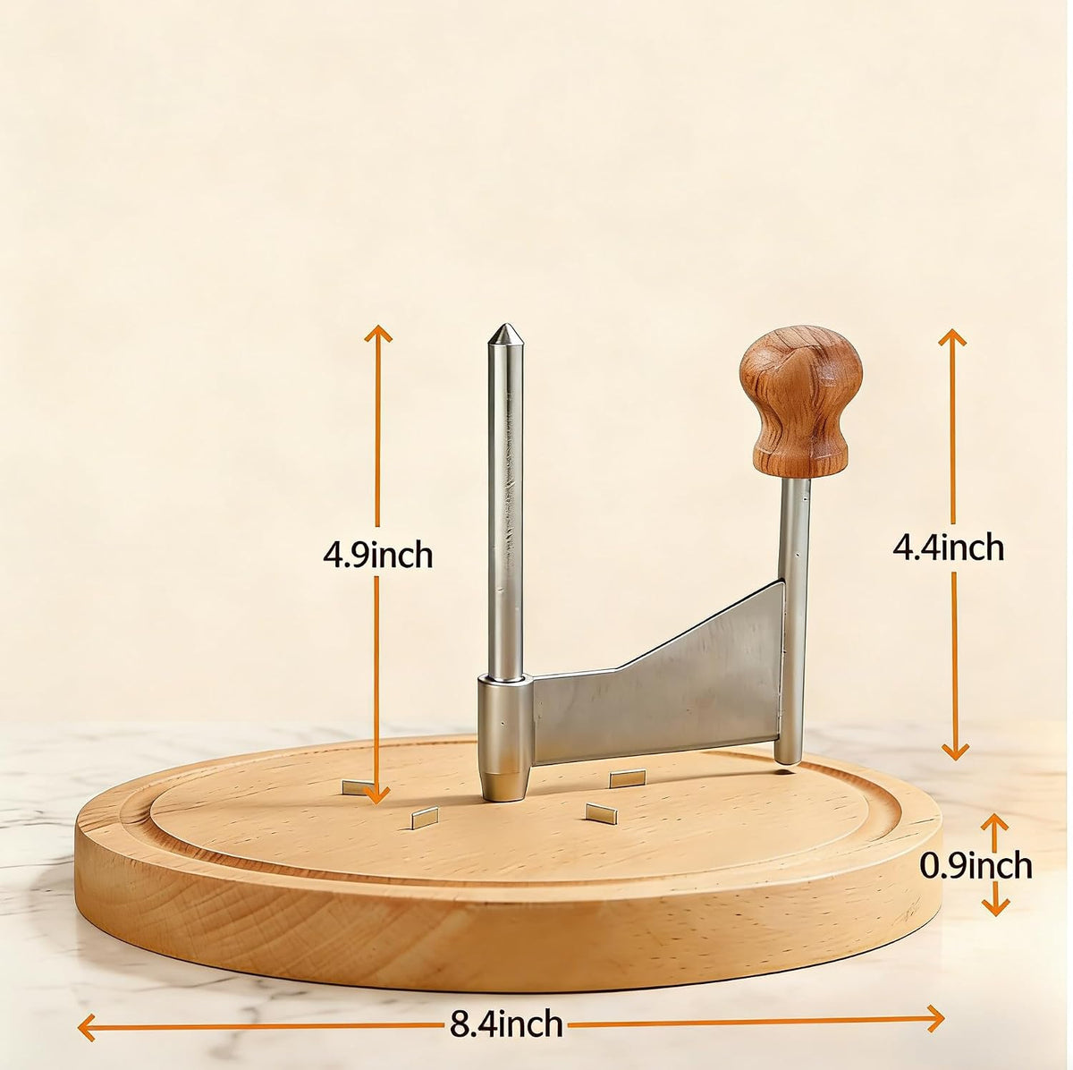 Cheese Curler Wheel, Professional Cheese Slicer Cheese Cutter, Rotary Cheese Grater for i.a. Tête de Moine & Chocolate, Stainless Steel Girolle Cheese Shaver with Sharp Blade&Solid Wood Base(with Lid)
