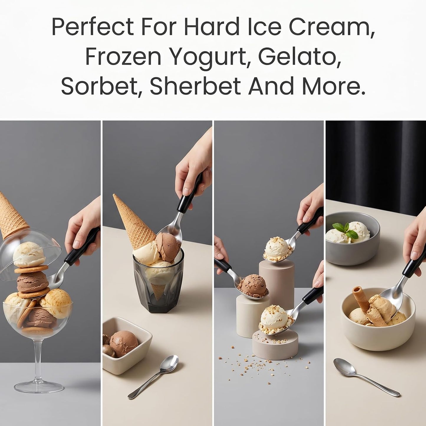 4 Pack Ice Cream Spade Heavy Duty - Stainless Steel Flat Ice Cream Scoop, Scooper for Hard or Creamy Dessert Spade Butter Cutter