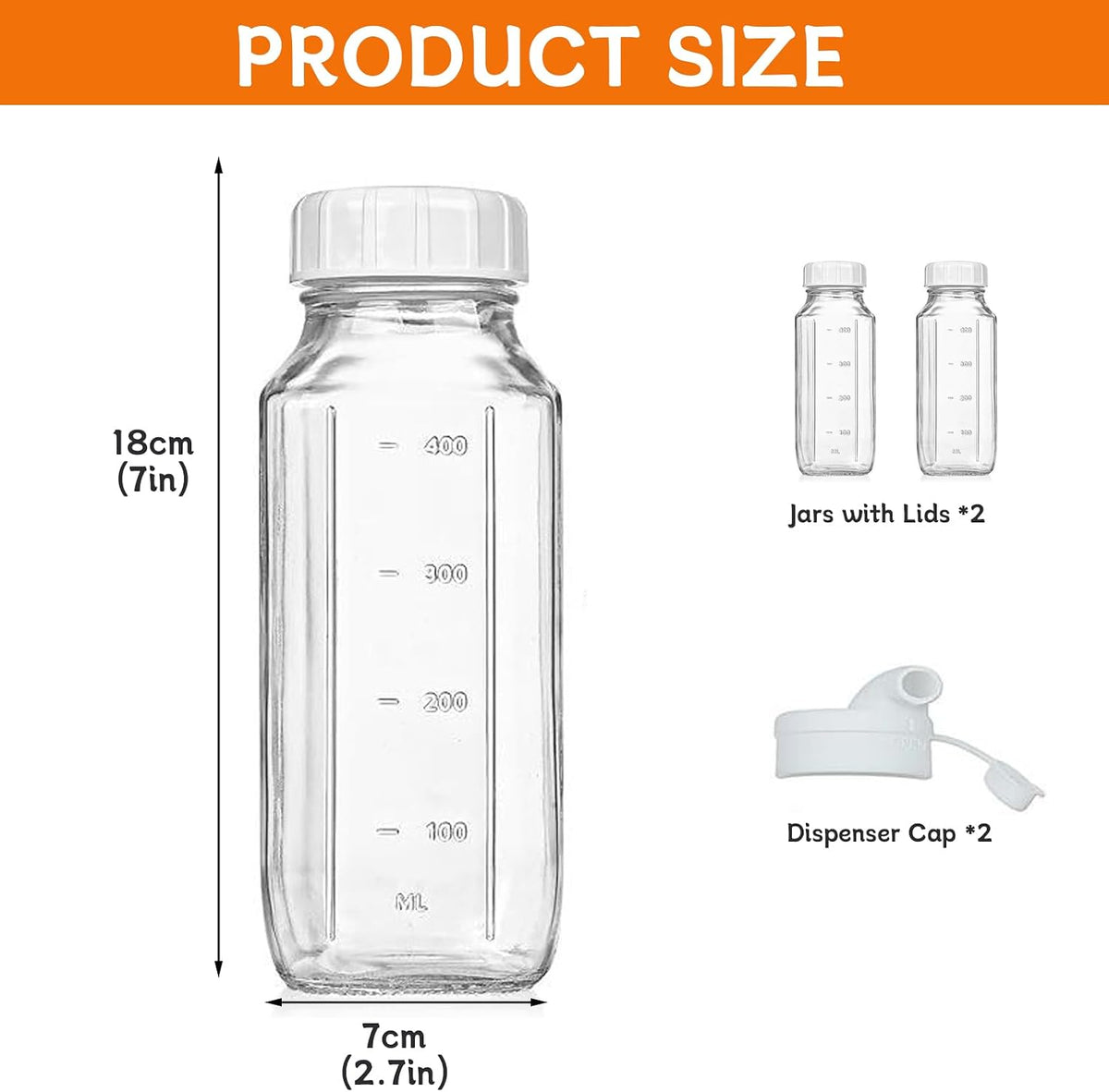 2-Pack Glass Salad Dressing Shaker Bottles, 16 oz Each, Leakproof Dressing Dispensers with Silicone Pour Spouts for Oil, Vinegar, Sauces, Marinades and Meal Prep