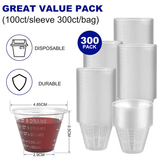 Disposable Medicine Cups, 300 Pack, 1 oz (30 ml), Graduated | Small plastic meds measuring cups, Ideal for liquid medication, paint, epoxy, resin, and pills.