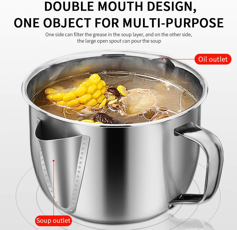 Fat Separator Cup for Gravy. 4-Cup Gravy Separator for Cooking Turkey Meat Beef Chicken. Stainless Steel Oil Strainer Kitchen Gadgets Grease Skimmer to Clarified Butter