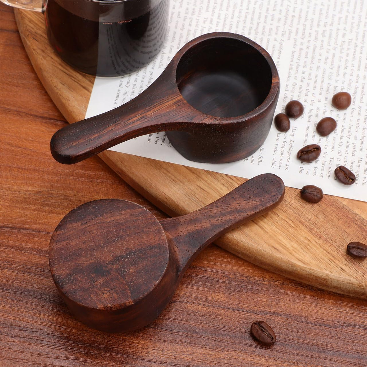 2pcs Wooden Measuring Spoon Coffee Scoop 4.32X1.97X1.18in
