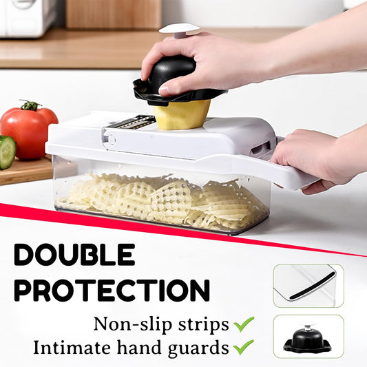 Vegetable Chopper,25 in 1 Multifunctional Food Chopper with Container,Kitchen Vegetable Slicer Dicer Cutter,Veggie Chopper Fruit Salad Potato,13 Blade Stainles Steel Blades(White)