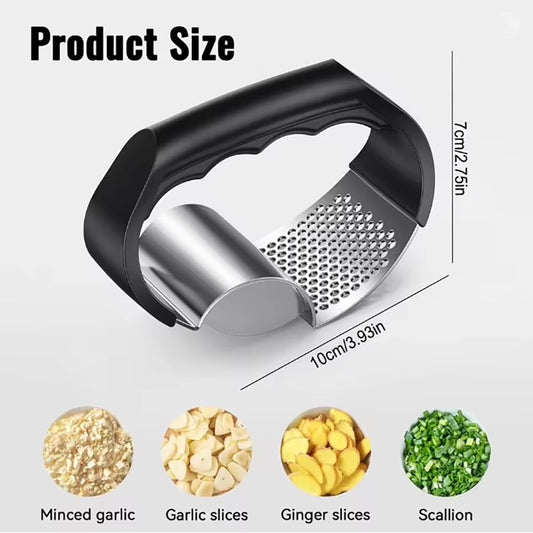 2-in-1 Stainless Steel Garlic Press Garlic Crusher Handheld Garlic Press Rocker Kitchen Gadget for Perfectly Minced Garlic