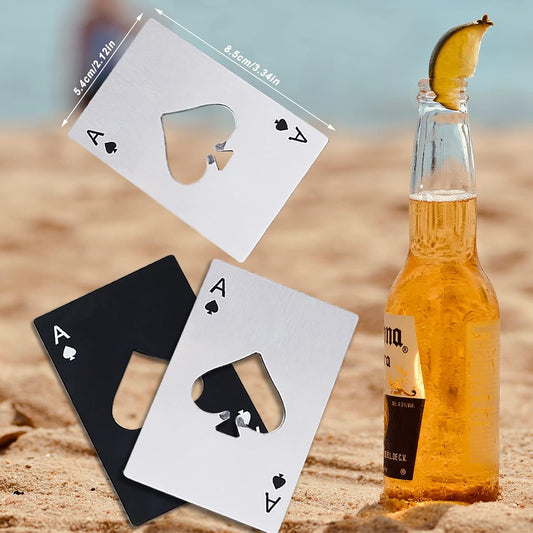Ace Of Spades Bottle Opener Credit Card Size Pocker Cap Opener Portable Stainless Steel Can Opener (Black & Silver)